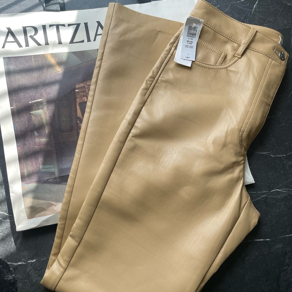 Aritzia Tan Leather Pants
